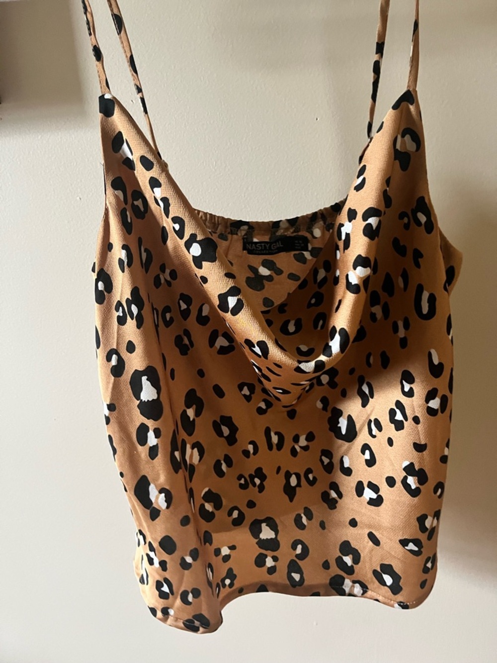 Nasty Gal Tan and Black Leopard Cowl Neck Cami